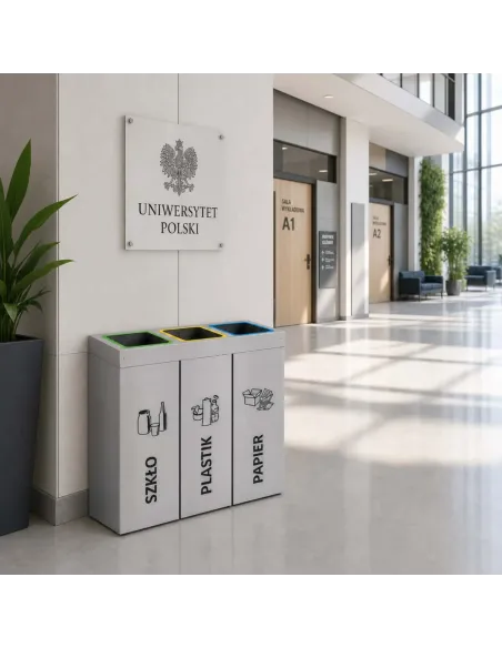 Kosz do segregacji DENEB 3x50L srebrny szczotkowany | 3-komorowy pojemnik