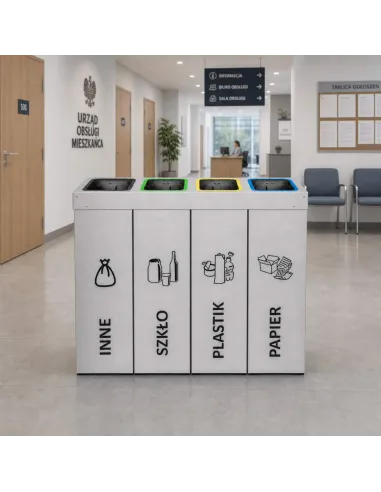 Kosz do segregacji DENEB 4x50L srebrny szczotkowany | 4-komorowy pojemnik