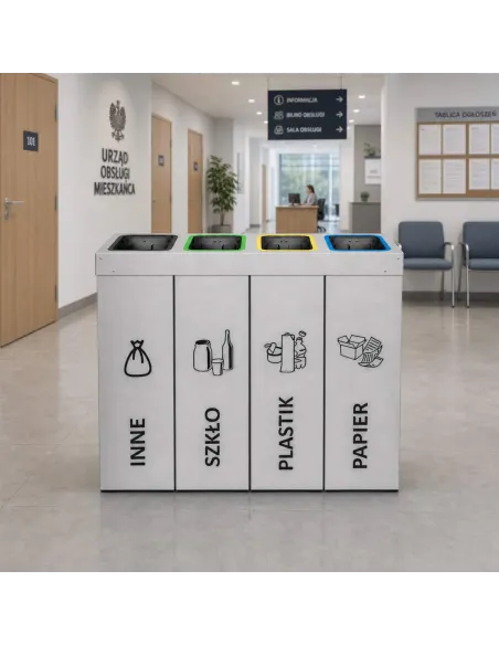 Kosz do segregacji DENEB 4x50L srebrny szczotkowany | 4-komorowy pojemnik
