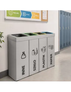 Kosz do segregacji DENEB 4x50L srebrny szczotkowany | 4-komorowy pojemnik 2