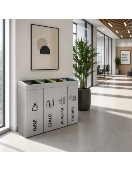 Kosz do segregacji DENEB 4x50L srebrny szczotkowany | 4-komorowy pojemnik