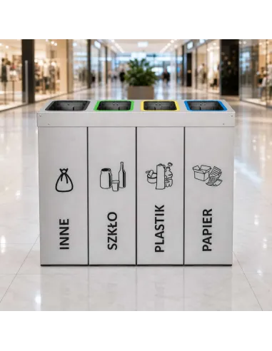 Kosz do segregacji DENEB 4x50L srebrny szczotkowany | 4-komorowy pojemnik