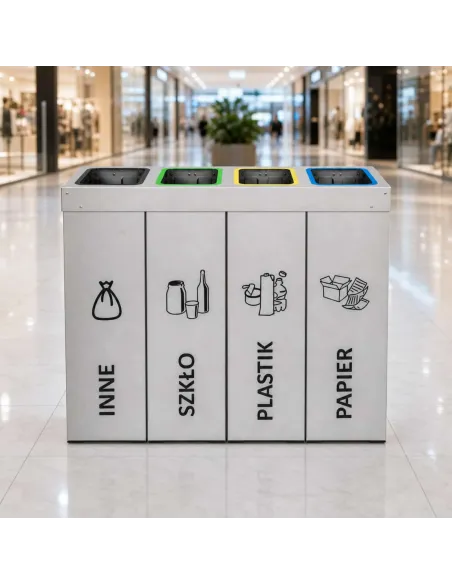 Kosz do segregacji DENEB 4x50L srebrny szczotkowany | 4-komorowy pojemnik