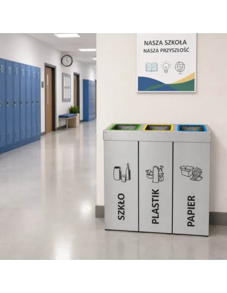 Kosz do segregacji DENEB 3x70L srebrny szczotkowany | 3-komorowy pojemnik