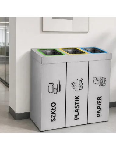 Kosz do segregacji DENEB 3x70L srebrny szczotkowany | 3-komorowy pojemnik