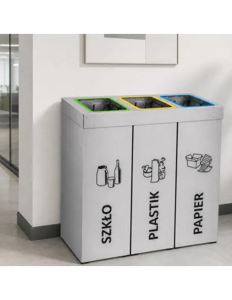 Kosz do segregacji DENEB 3x70L srebrny szczotkowany | 3-komorowy pojemnik