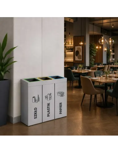 Kosz do segregacji DENEB 3x70L srebrny szczotkowany | 3-komorowy pojemnik
