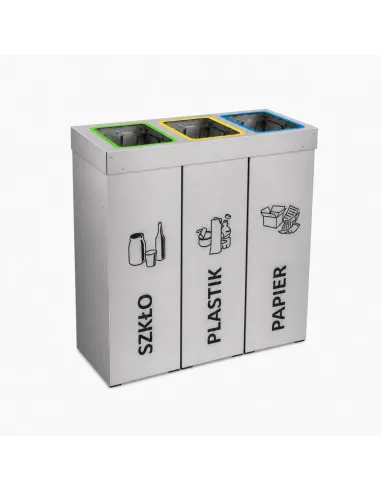 Kosz do segregacji DENEB 3x70L srebrny szczotkowany | 3-komorowy pojemnik