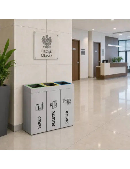 Kosz do segregacji DENEB 3x70L srebrny szczotkowany | 3-komorowy pojemnik