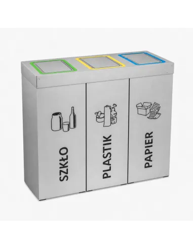 Kosz do segregacji DENEB 3x50L INOX srebrny szczotkowany | 3-komorowy pojemnik