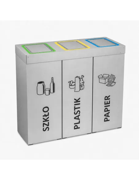 Kosz do segregacji DENEB 3x50L INOX srebrny szczotkowany | 3-komorowy pojemnik