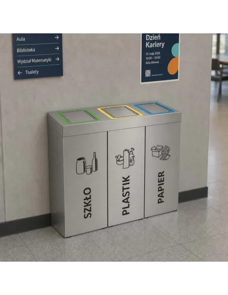 Kosz do segregacji DENEB 3x50L INOX srebrny szczotkowany | 3-komorowy pojemnik