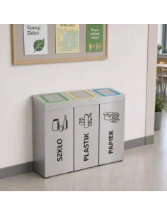 Kosz do segregacji DENEB 3x50L INOX srebrny szczotkowany | 3-komorowy pojemnik 2