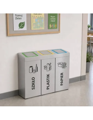 Kosz do segregacji DENEB 3x50L INOX srebrny szczotkowany | 3-komorowy pojemnik
