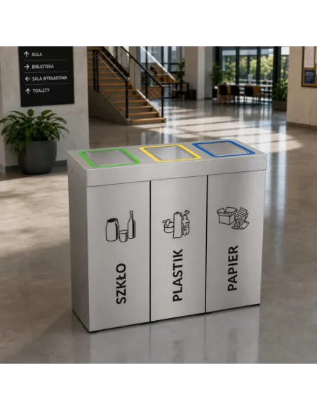 Kosz do segregacji DENEB 3x50L INOX srebrny szczotkowany | 3-komorowy pojemnik