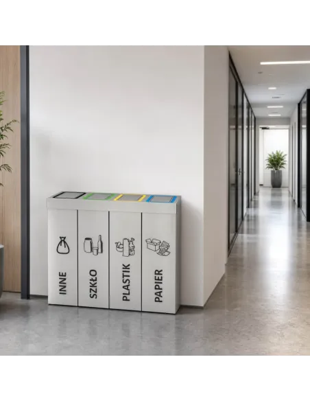 Kosz do segregacji DENEB 4x50L INOX srebrny szczotkowany | 4-komorowy pojemnik