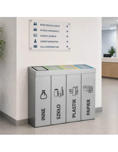 Kosz do segregacji DENEB 4x50L INOX srebrny szczotkowany | 4-komorowy pojemnik
