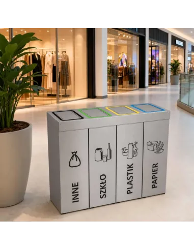 Kosz do segregacji DENEB 4x50L INOX srebrny szczotkowany | 4-komorowy pojemnik