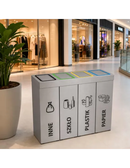 Kosz do segregacji DENEB 4x50L INOX srebrny szczotkowany | 4-komorowy pojemnik