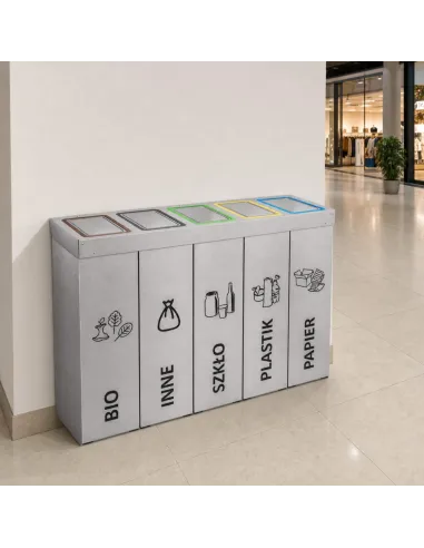 Kosz do segregacji DENEB 5x50L INOX srebrny szczotkowany | 5-komorowy pojemnik