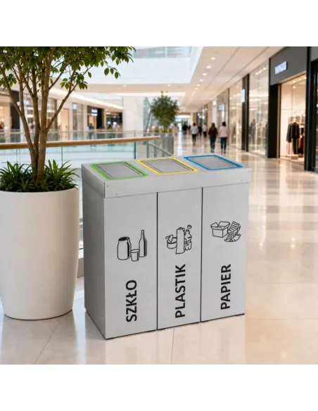 Kosz do segregacji DENEB 3x70L INOX srebrny szczotkowany | 3-komorowy pojemnik