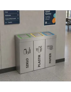 Kosz do segregacji DENEB 3x70L INOX srebrny szczotkowany | 3-komorowy pojemnik 2