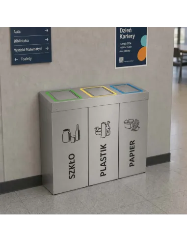 Kosz do segregacji DENEB 3x70L INOX srebrny szczotkowany | 3-komorowy pojemnik