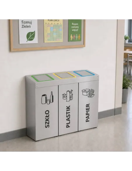 Kosz do segregacji DENEB 3x70L INOX srebrny szczotkowany | 3-komorowy pojemnik