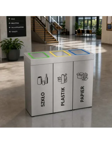Kosz do segregacji DENEB 3x70L INOX srebrny szczotkowany | 3-komorowy pojemnik