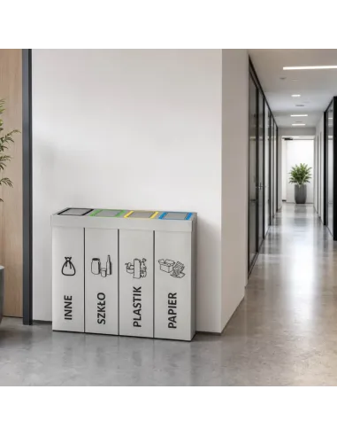 Kosz do segregacji DENEB 4x70L INOX srebrny szczotkowany | 4-komorowy pojemnik