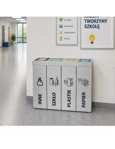 Kosz do segregacji DENEB 4x70L INOX srebrny szczotkowany | 4-komorowy pojemnik 2