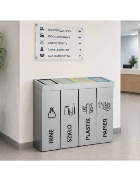 Kosz do segregacji DENEB 4x70L INOX srebrny szczotkowany | 4-komorowy pojemnik