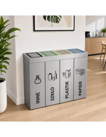 Kosz do segregacji DENEB 4x70L INOX srebrny szczotkowany | 4-komorowy pojemnik