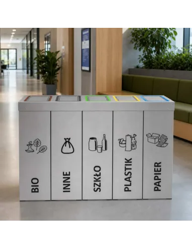 Kosz do segregacji DENEB 5x70L INOX srebrny szczotkowany | 5-komorowy pojemnik