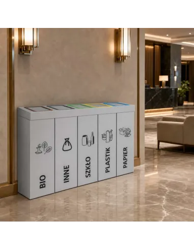Kosz do segregacji DENEB 5x70L INOX srebrny szczotkowany | 5-komorowy pojemnik
