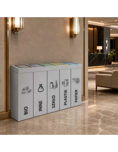 Kosz do segregacji DENEB 5x70L INOX srebrny szczotkowany | 5-komorowy pojemnik