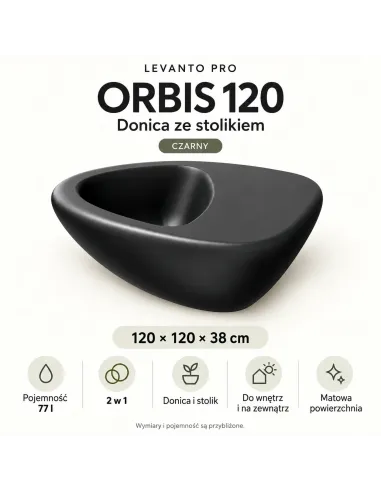 ORBIS 120 LEVANTO PRO – czarny – wymiary 120 × 120 × 38 cm, 77 l i zalety