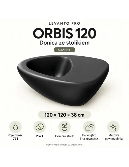 ORBIS 120 LEVANTO PRO – czarny – wymiary 120 × 120 × 38 cm, 77 l i zalety
