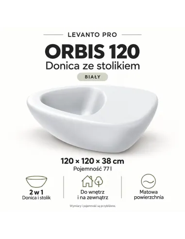 ORBIS 120 LEVANTO PRO – biały – wymiary 120 × 120 × 38 cm, 77 l i zalety