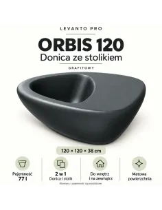 ORBIS 120 LEVANTO PRO – donica ze stolikiem, grafitowa 2