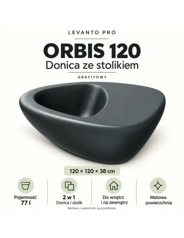 ORBIS 120 LEVANTO PRO – grafitowy – wymiary 120 × 120 × 38 cm, 77 l i zalety