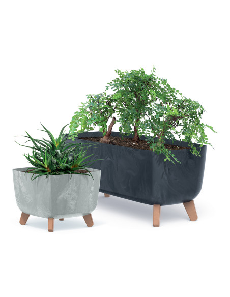 Skrzynka doniczka Gracja 58 cm efekt betonu - kremowy