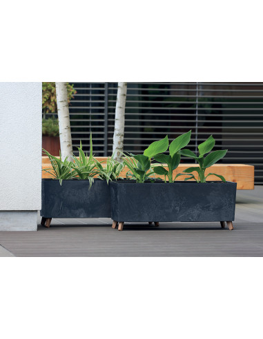 Skrzynka donica Uran 77 cm efekt betonu - kremowa