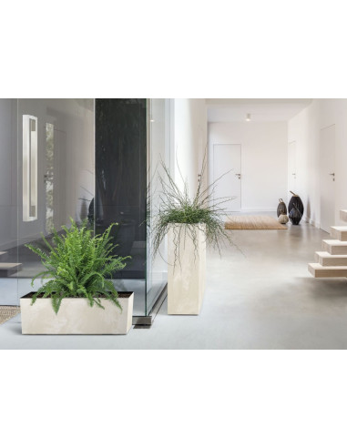 Wysoka skrzynka donica efekt betonu Uran 77 cm - kremowa