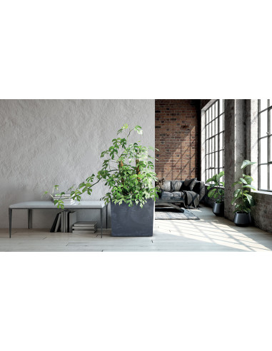 Wysoka skrzynka donica efekt betonu Uran 77 cm - kremowa