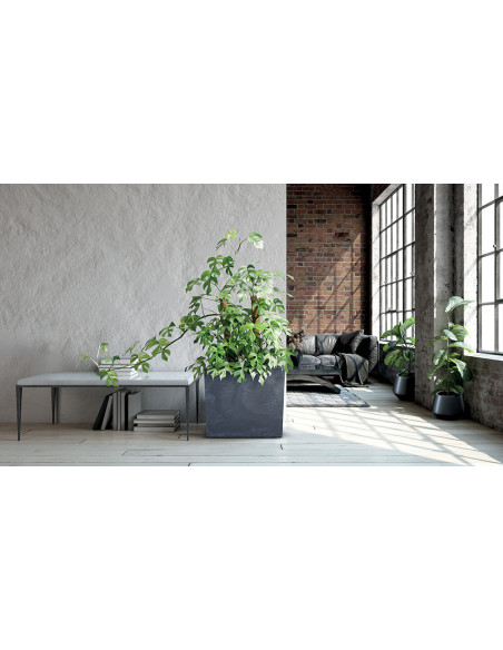 Wysoka skrzynka donica efekt betonu Uran 77 cm - kremowa