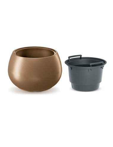 Doniczka okrągła z wkładem Hera 37cm - kawa