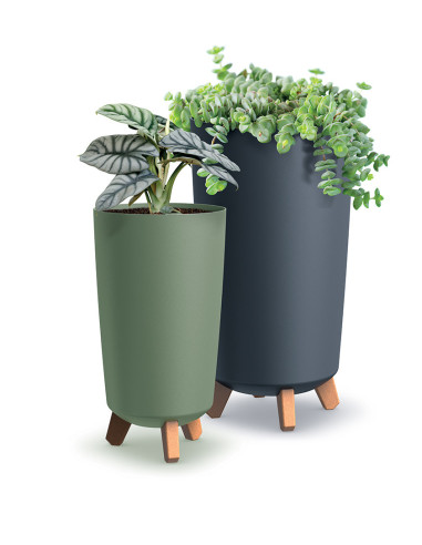 Doniczka wysoka z nóżkami Gracja 23,9 cm - antracytowa