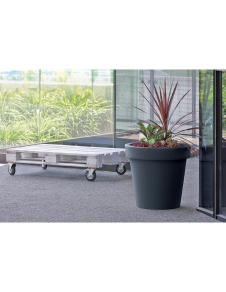 Duża okrągła donica 60 cm 55L - antracytowa