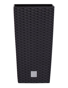 Donica wysoka z fakturą rattanową z wkładem - antracytowa Ratio